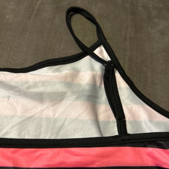 Skull & Bones Pink/Black Striped Skull Camisole Top Goth Emo Biker Style medium - Picture 10 of 10